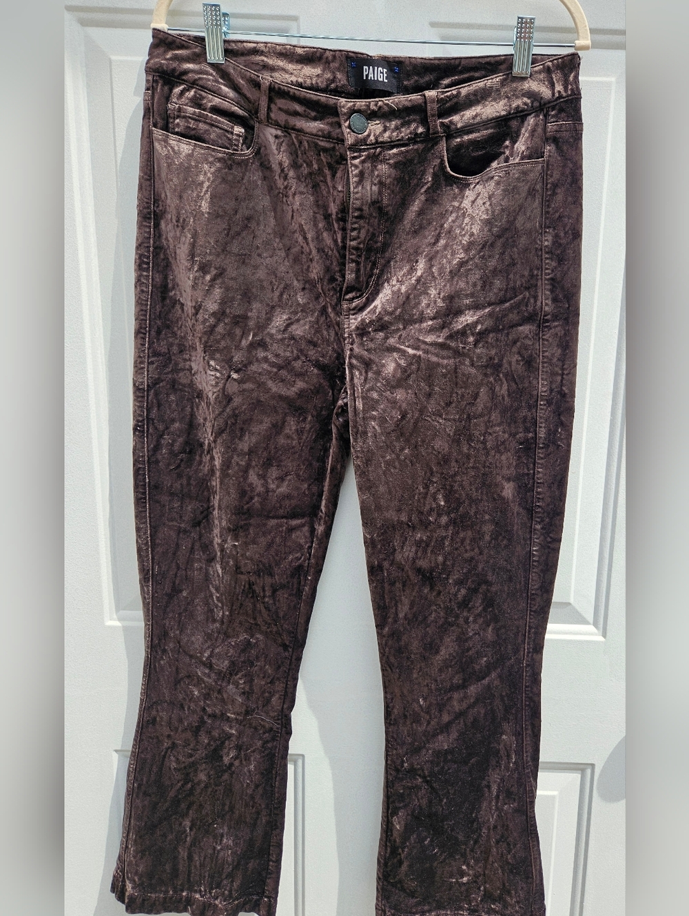 PAIGE Collette Crop Flare Velvet Jeans Size 32 Boho Festival